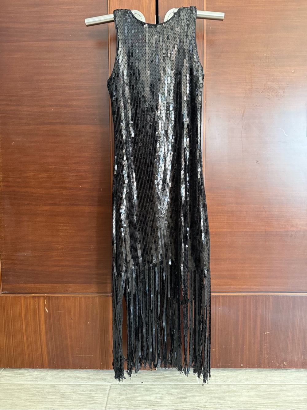 Black Sequin Fringe Girls' Formal Dress